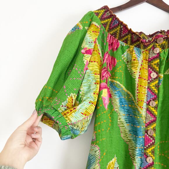 FARM RIO Banana Leaves Off Shoulder Midi Dress Small S - Picture 7 of 13